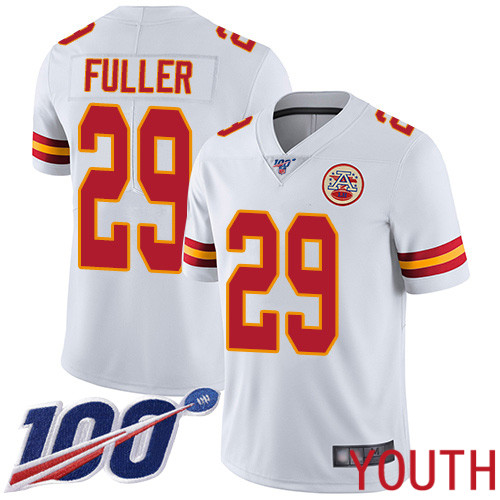 Youth Kansas City Chiefs 29 Fuller Kendall White Vapor Untouchable Limited Player 100th Season Football Nike NFL Jersey